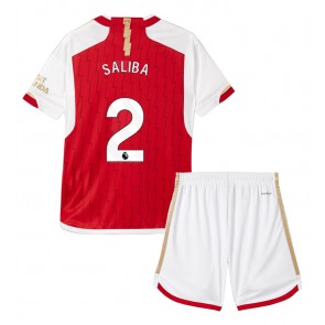 Arsenal William Saliba #2 Hjemmebanesæt Børn 2023-24 Kort ærmer (+ korte bukser)